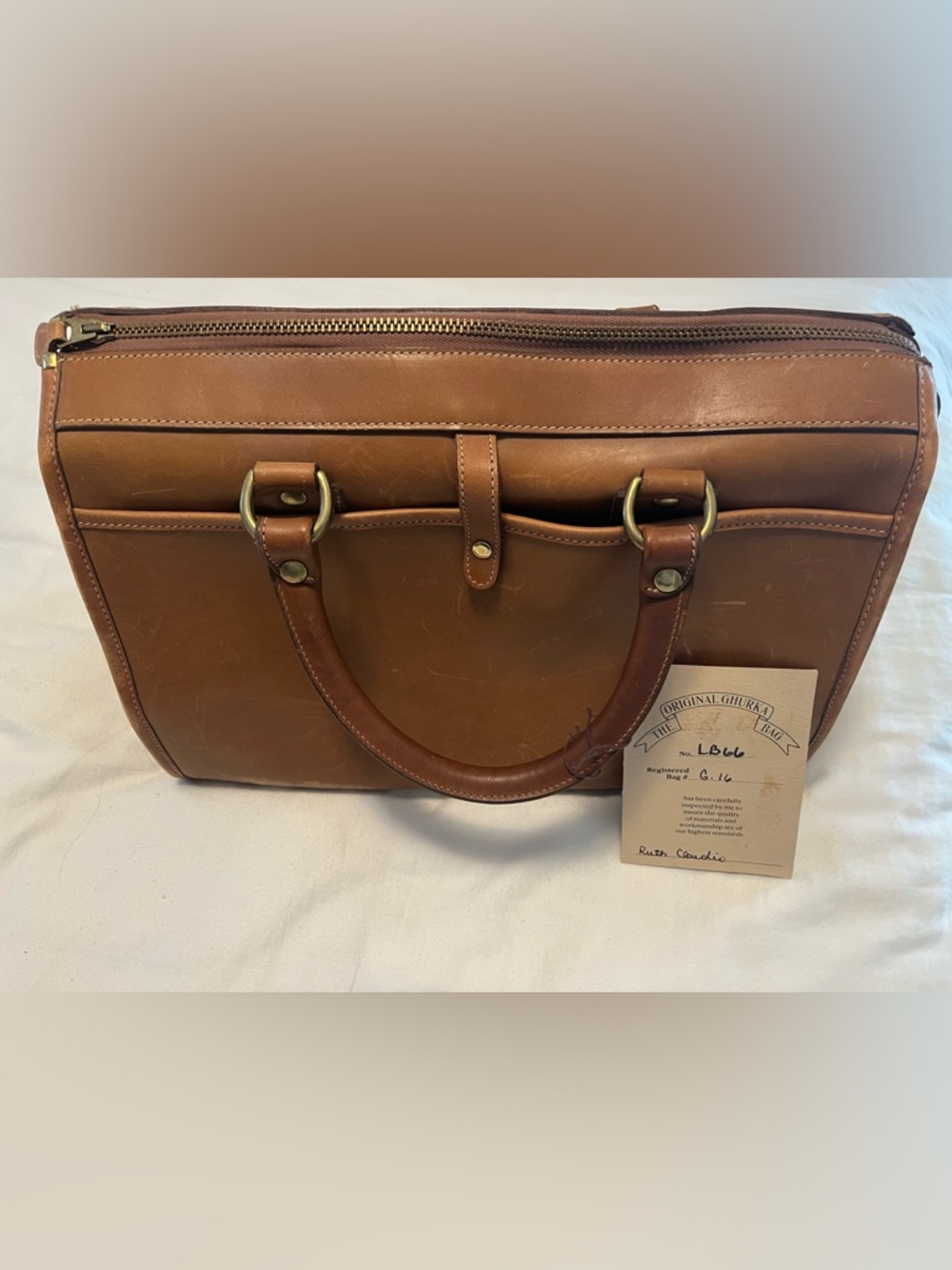 Ghurka Original 100% leather The Rover LB66 registered bag #G16 chestnut color